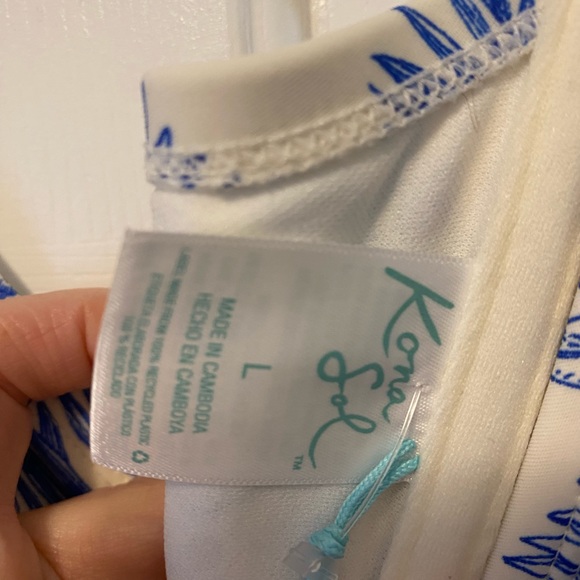 NWT Kona Sol swimsuit, one piece, size L (12-14), white/blue - Picture 5 of 7